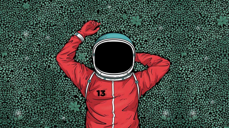 Astronaut in Red Suit — Serene