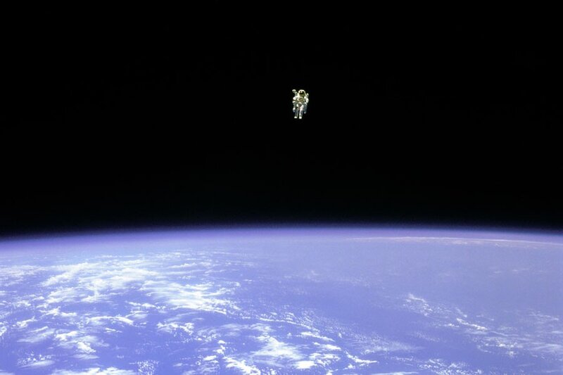 Astronaut in space above Earth