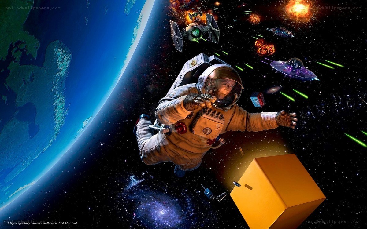 Astronaut in space battle