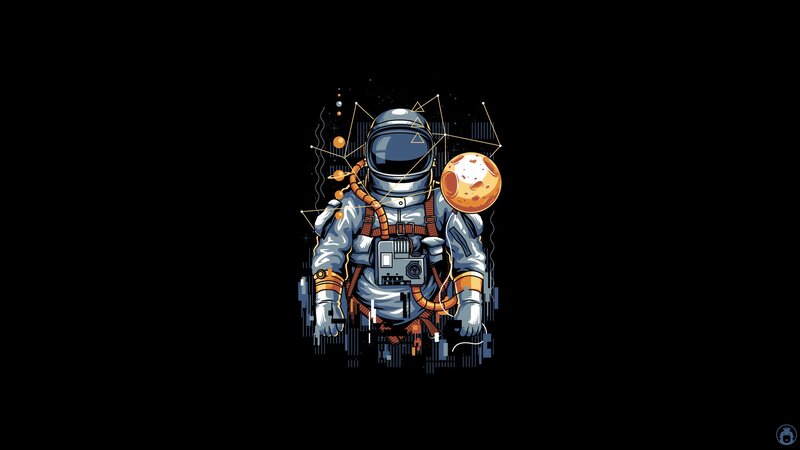 Astronaut in Space — Black, Cosmic