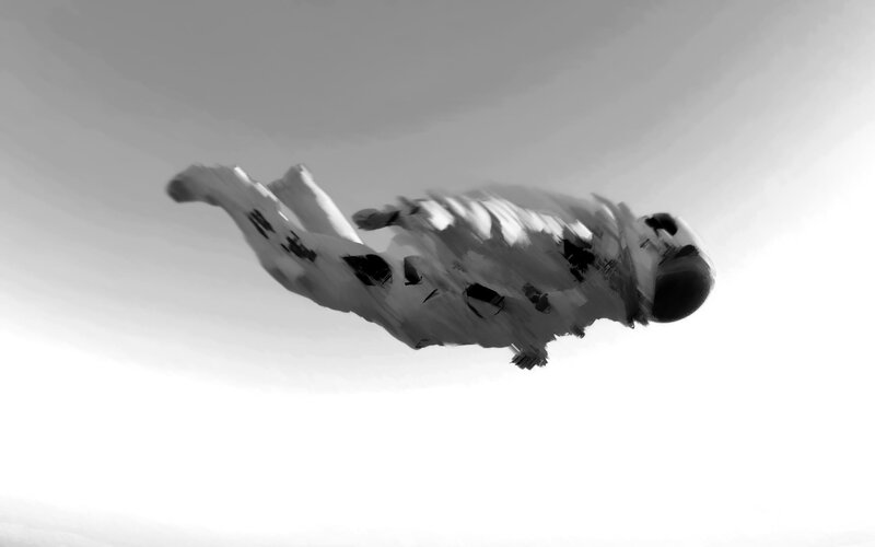 Astronaut in Space — Black, Dramatic, Digital Art, Space Suit, Helmet