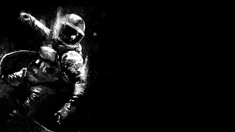 Astronaut in Space — Black, Dramatic, Digital Art, Space Suit