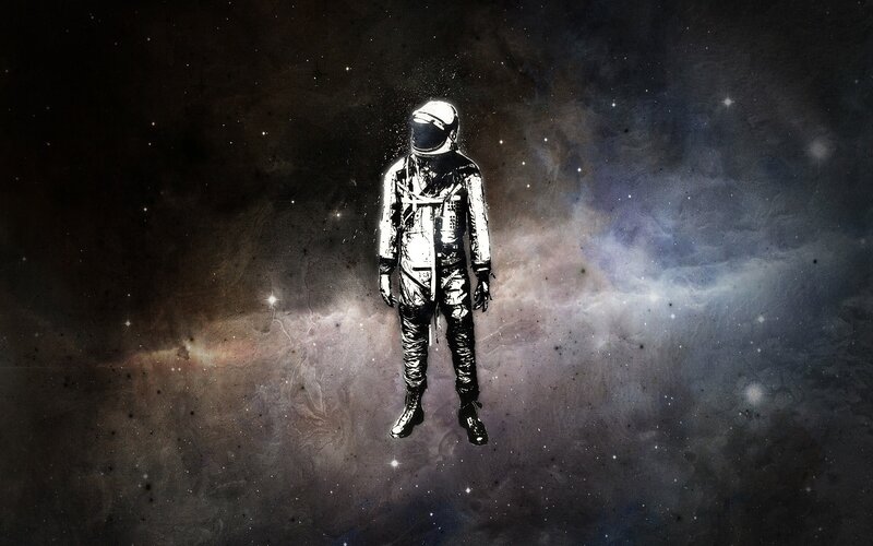 Astronaut in Space — Black, Dramatic, Digital Art