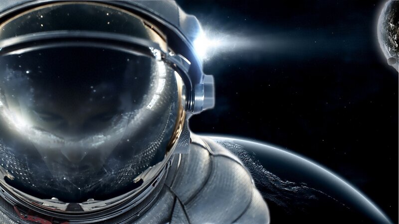 Astronaut in Space — Black, Dramatic, Night