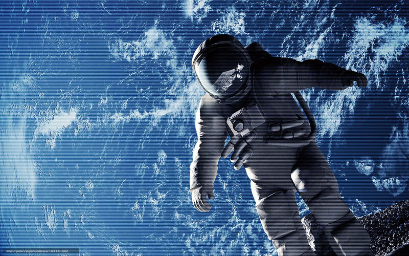 Astronaut in Space — Blue, Dramatic, Digital Art, Earth, Space Suit, Clouds
