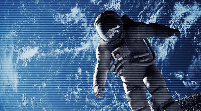 Astronaut in Space — Blue, Dramatic, Digital Art, Earth, Space Suit
