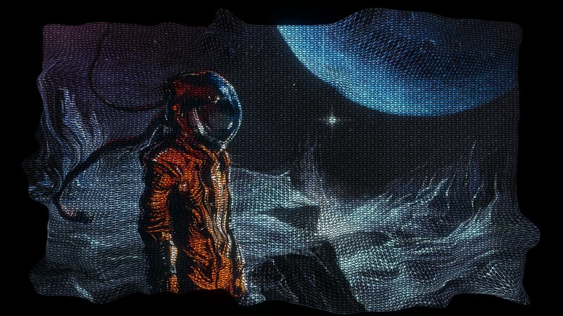 Astronaut in Space — Blue, Dramatic, Night, Digital Art