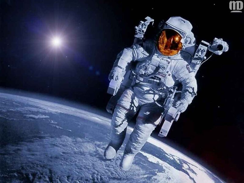Astronaut in Space — Blue, Dramatic, Photograph, Earth