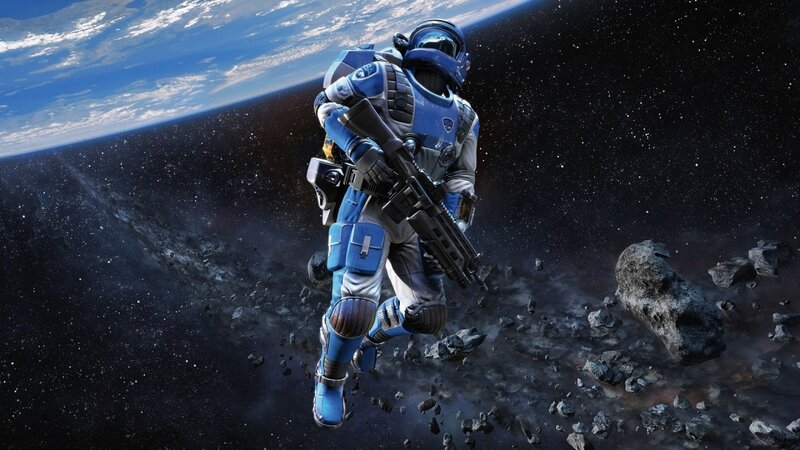 Astronaut in Space — Blue, Dramatic