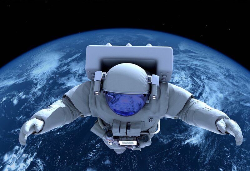 Astronaut in Space — Blue, Serene, 3d Render