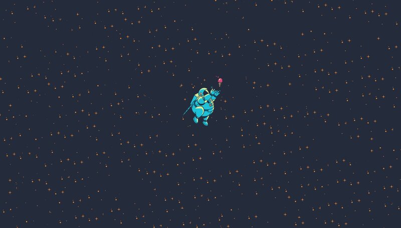 Astronaut in Space — Blue, Serene, Night