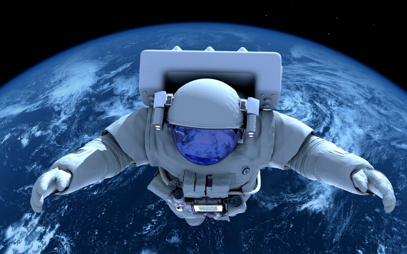 Astronaut in Space — Blue, Serene