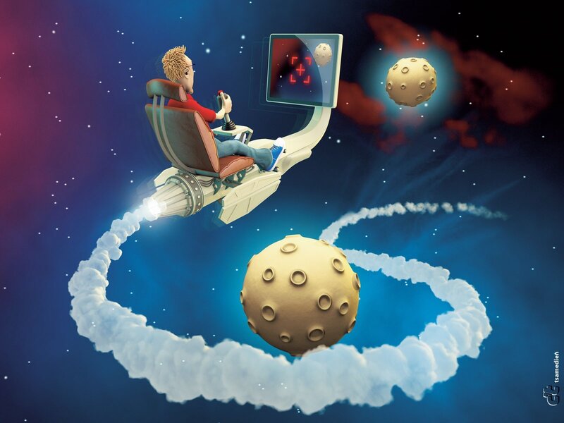 astronaut in space capsule
