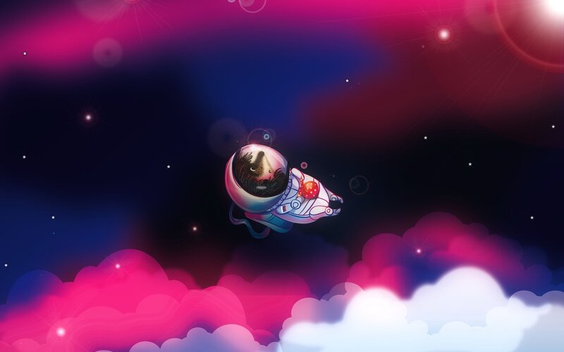 astronaut in space clouds