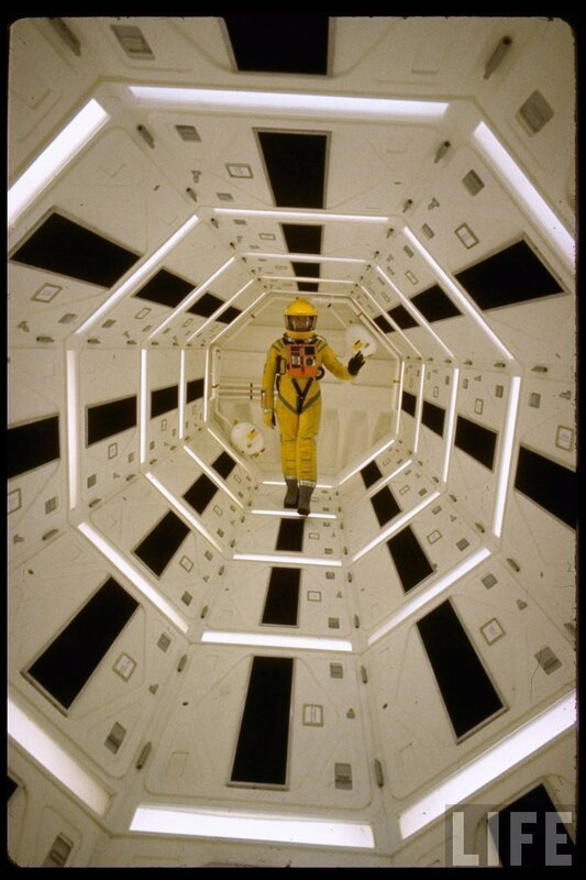 astronaut in space corridor