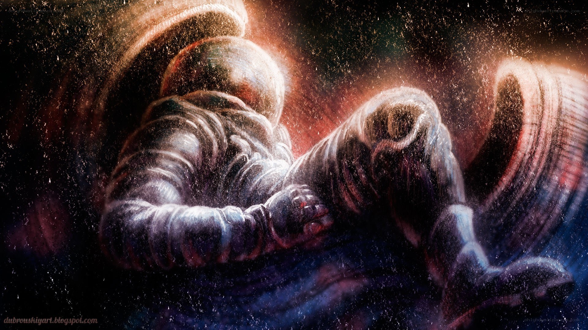 astronaut in space debris