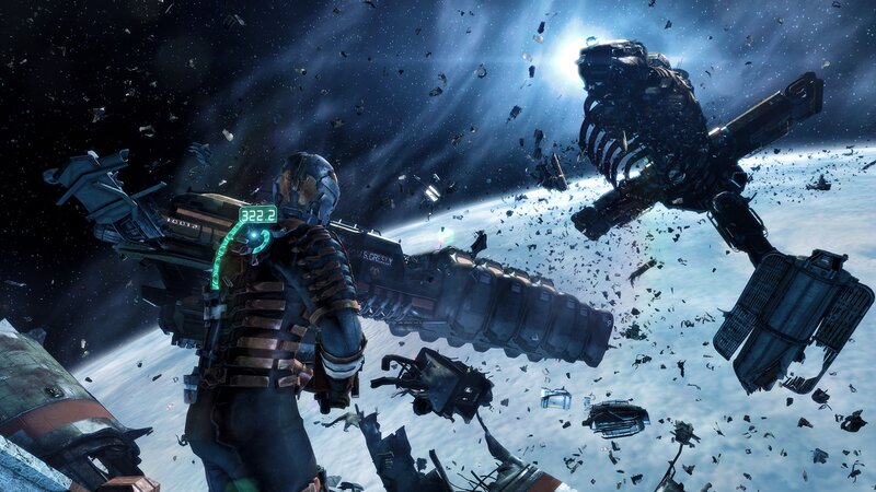 Astronaut in Space Debris — Blue, Dramatic, 3d Render, Space Station