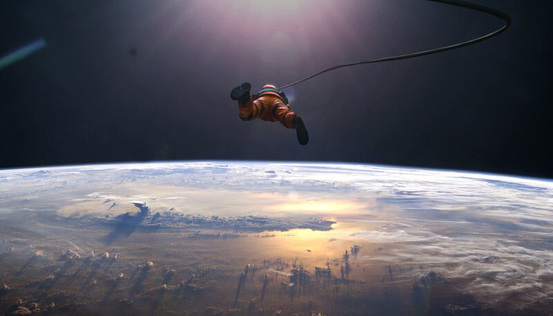 Astronaut in Space — Orange, Dramatic, Sunset