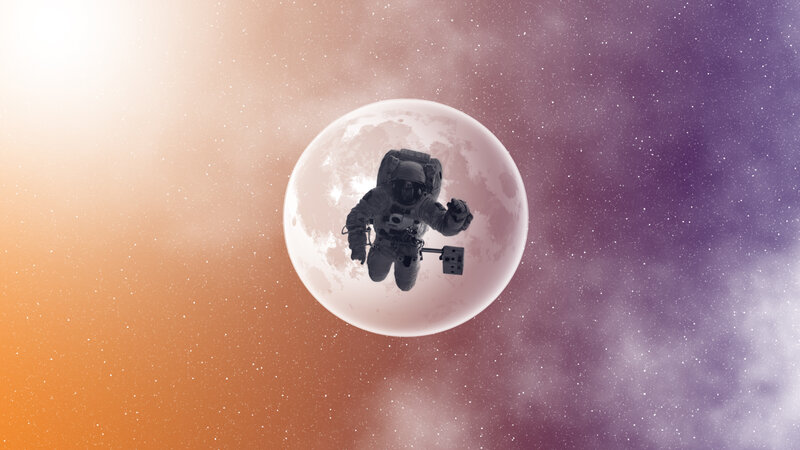 Astronaut in Space — Orange, Serene