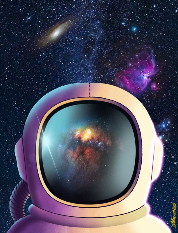 Astronaut in Space — Purple, Cosmic