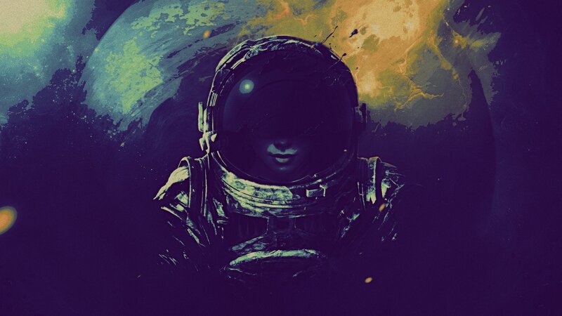 Astronaut in Space — Purple, Dramatic
