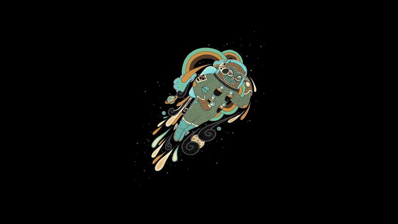 Astronaut in Space Suit — Black, Cosmic, Night