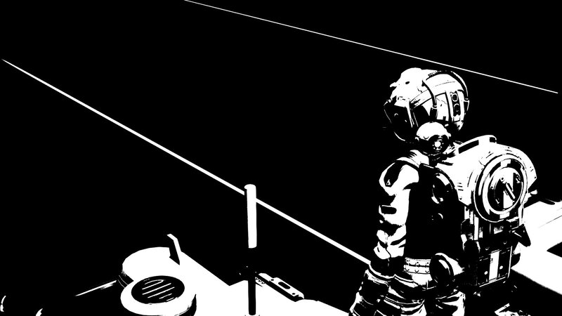 Astronaut in Space Suit — Black, Dramatic, Night, Illustration