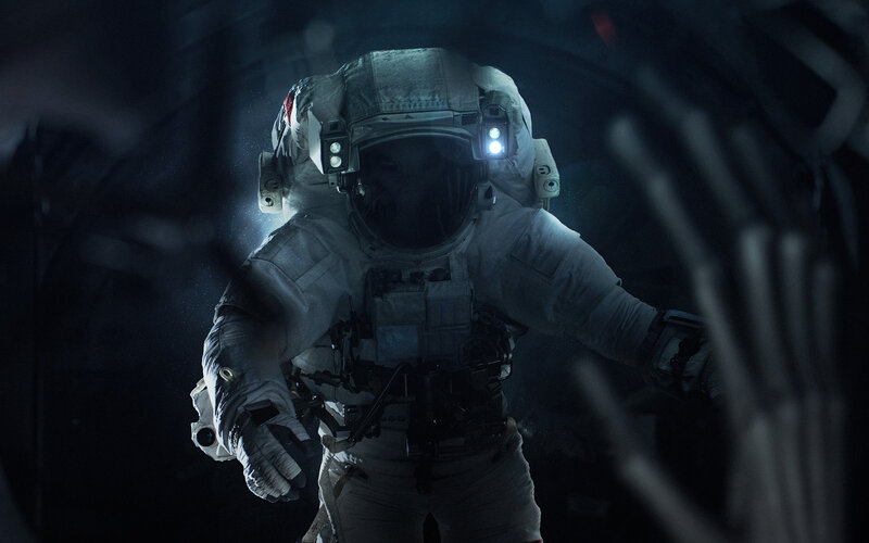 Astronaut in Space Suit — Black, Dramatic, Photograph