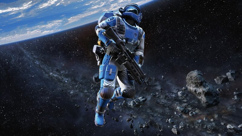 Astronaut in Space Suit — Blue, Dramatic, 3d Render