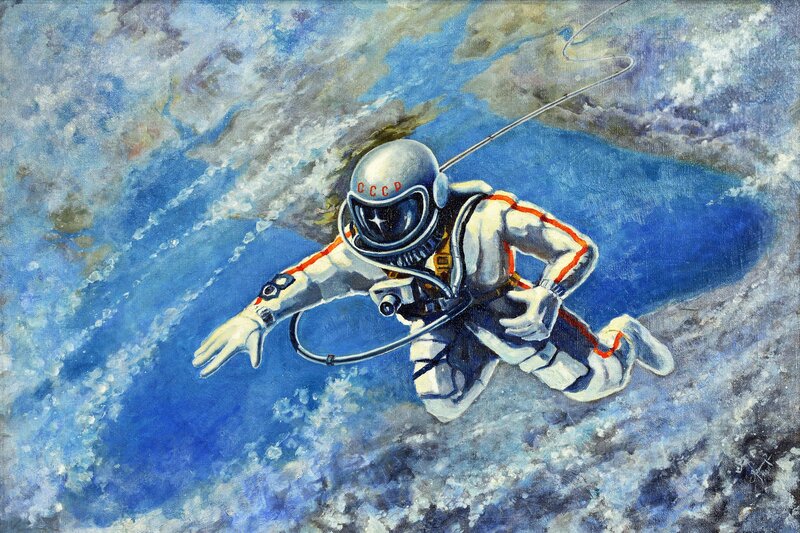 Astronaut in Space Suit — Blue, Dramatic, Painting