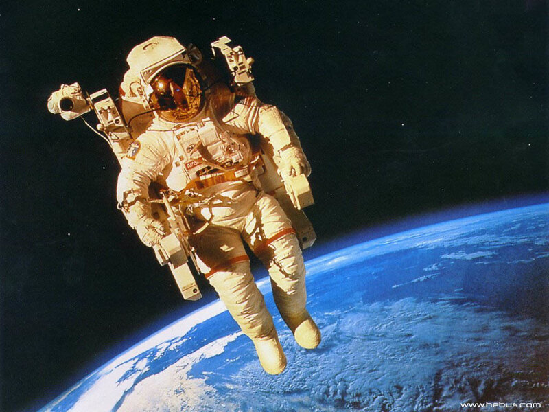 Astronaut in Space Suit — Blue, Dramatic, Photograph, Earth, Helmet, White