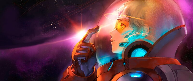 Astronaut in Space Suit — Purple, Dramatic, Night