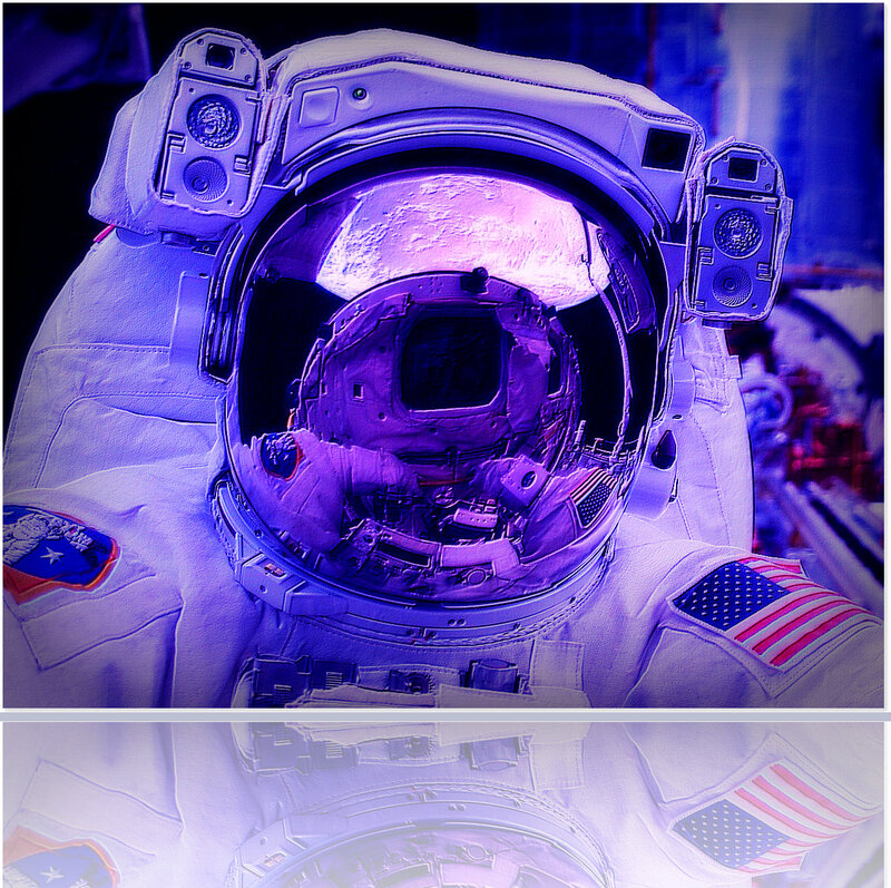 Astronaut in Space Suit — Purple, Dramatic, Photograph