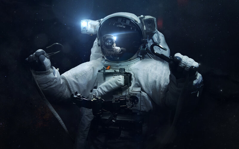 Astronaut in Space Suit — White, Dramatic, Night, Digital Art