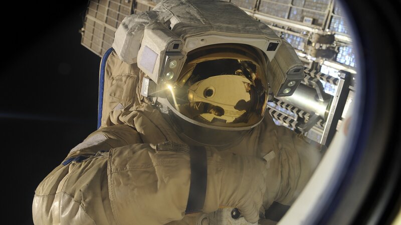 Astronaut in Space Suit — White, Dramatic, Night, Photograph, Space Station