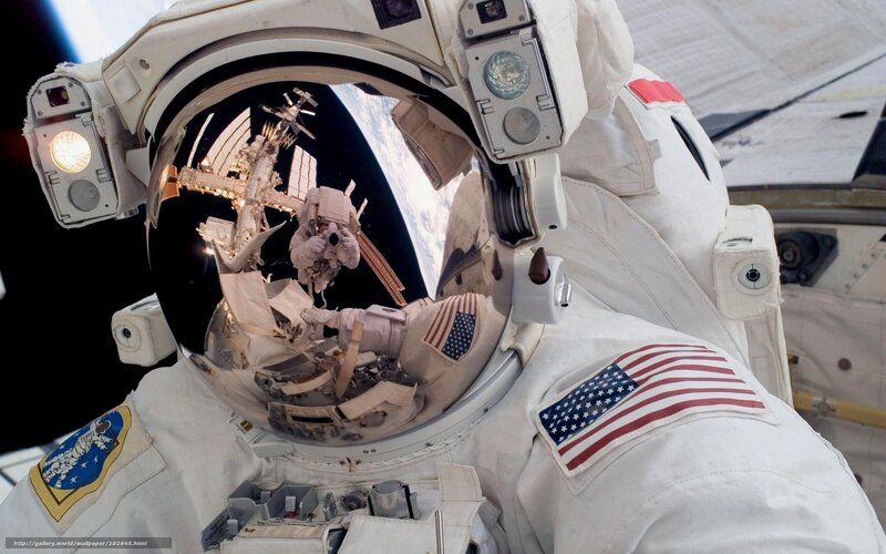 Astronaut in Space Suit — White, Dramatic, Photograph, Space Station, Earth