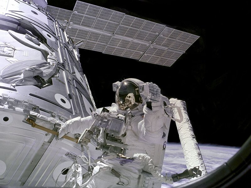 Astronaut in Space Suit — White, Dramatic, Photograph, Space Station