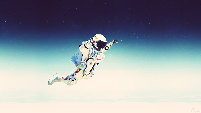 Astronaut in Space Suit — White, Dramatic, Photograph, Stars, Clouds