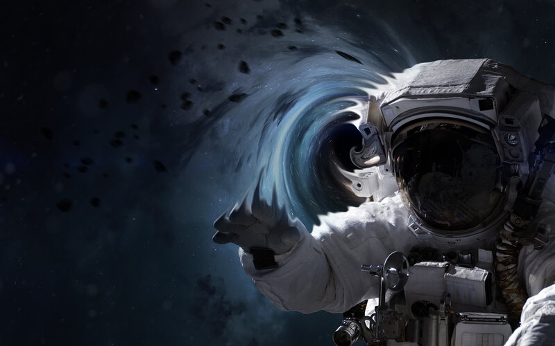 Astronaut in Space — White, Dramatic, Night, Digital Art