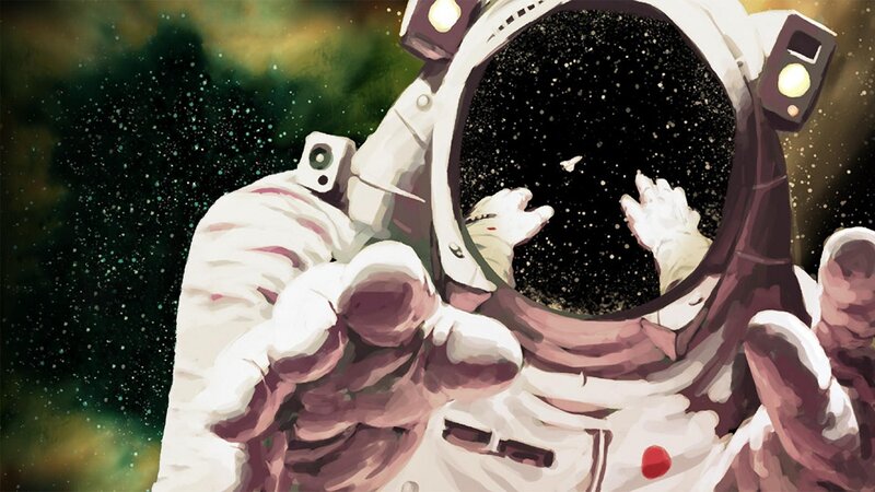 Astronaut in Space — White, Dramatic, Night