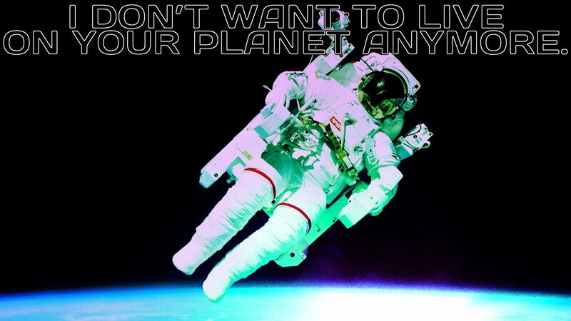 Astronaut in Space — White, Dramatic, Photograph, Space Suit, Earth, Text