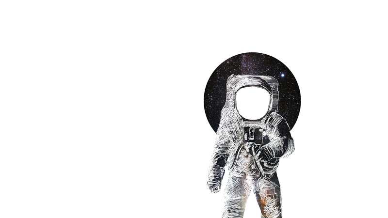 Astronaut in Space — White, Serene, Illustration