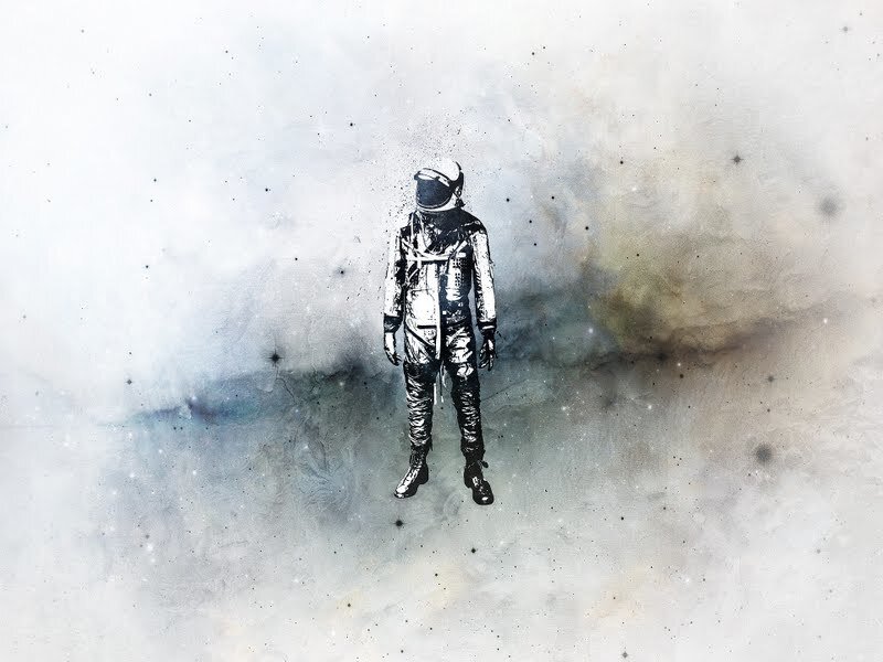 Astronaut in Space — White, Solitary