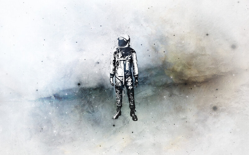 Astronaut in Space — White