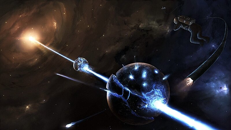 Astronaut in space with planet