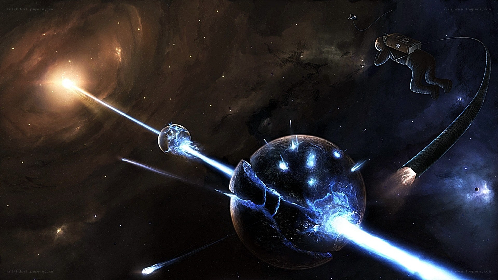 Astronaut in space with planet