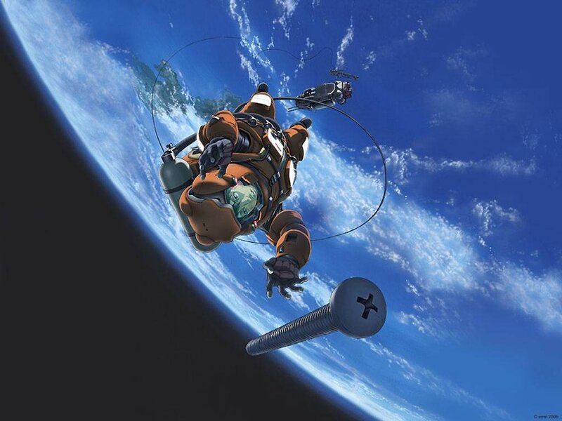 astronaut in space with screw
