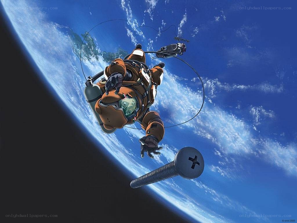 astronaut in space with screw