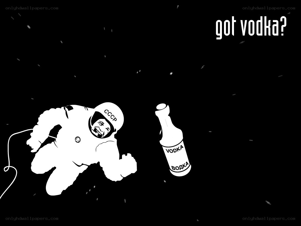 astronaut in space with vodka
