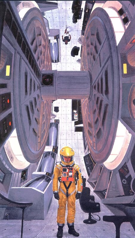 astronaut in spaceship corridor